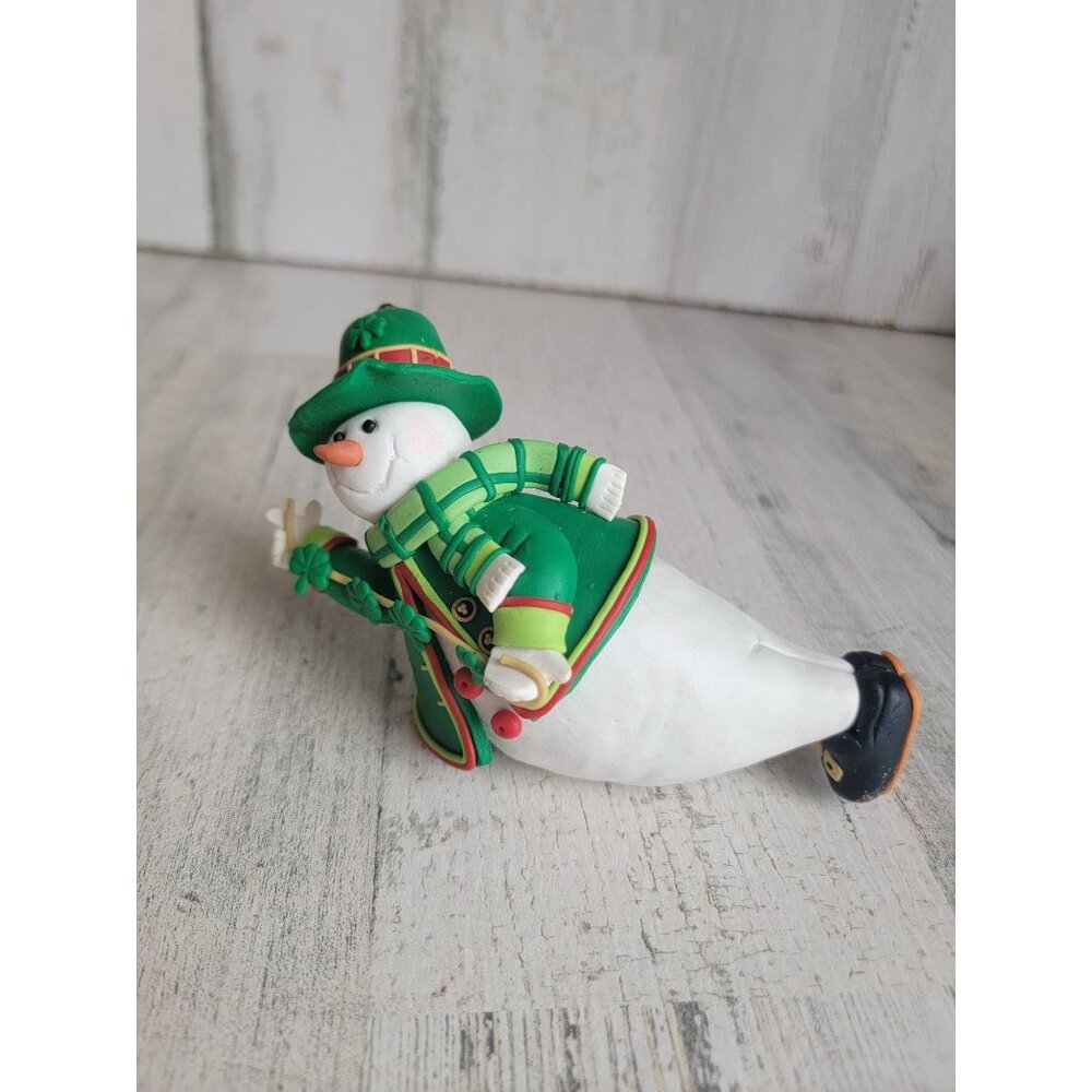 Snowman St Patrick's‎ Day Shamrock clover green ornament Xmas